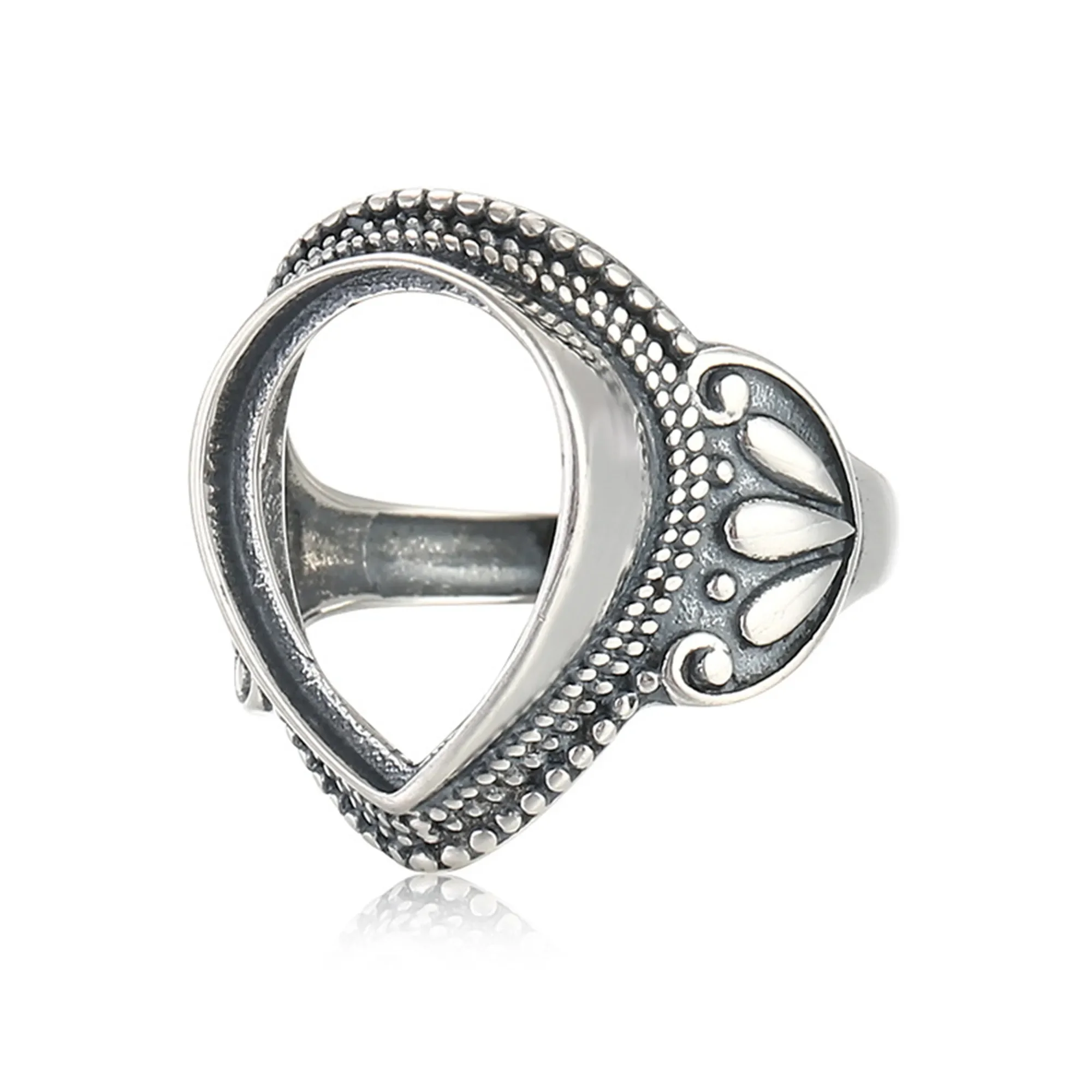 

Ring Blank for 13x17mm Teardrop Cabochons Thai Sterling Silver Adjustable Band Ring Base