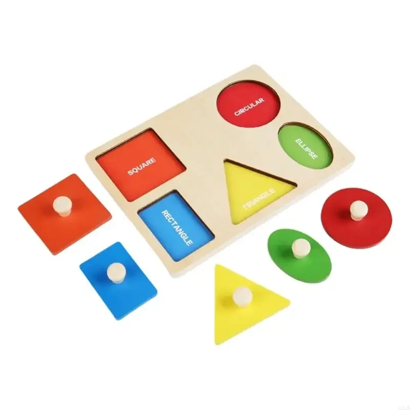 Rompecabezas geométrico educativo madera, rompecabezas con forma fija, juguete para preescolar, coordinación mano-ojo, ayuda
