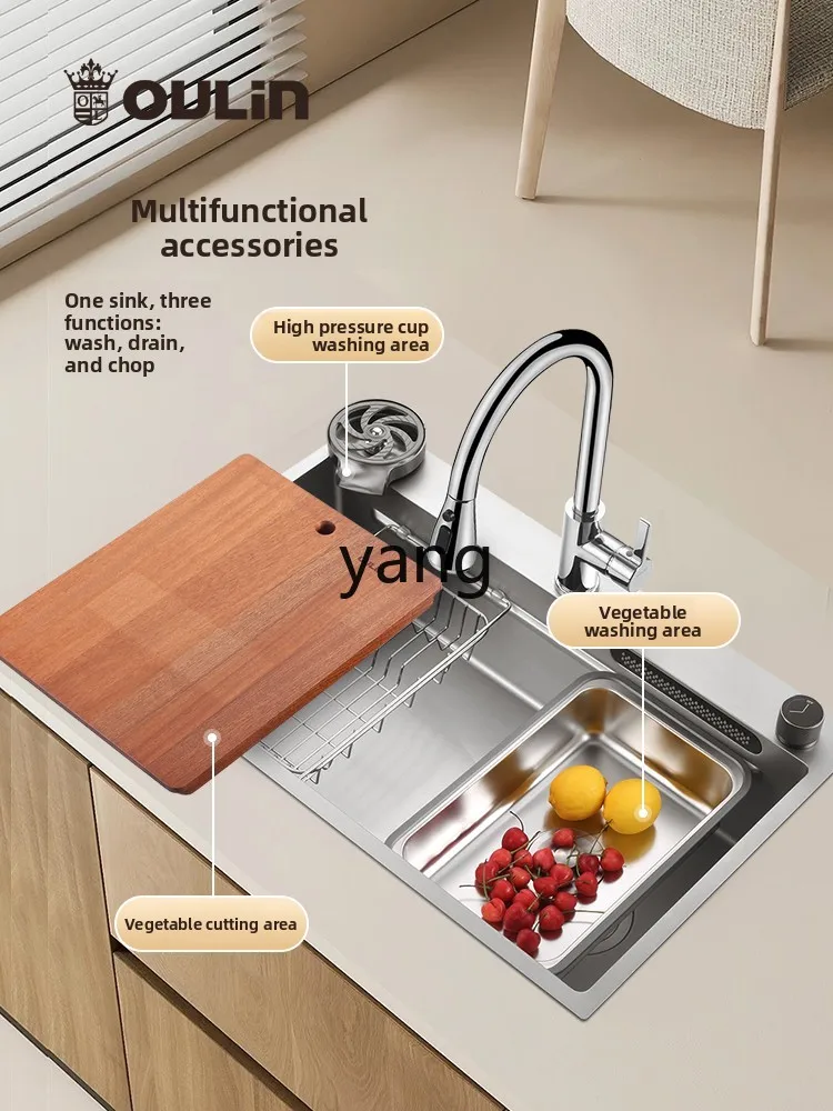 LMM Handmade Nano Waterfall Sink 304 Stainless Steel Vegetable Basin Kitchen Household Dishwasher Sink