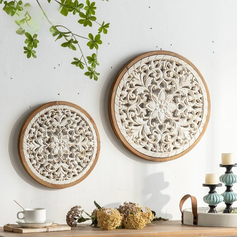 

Vintage Wooden Hollow Carved Wall Art Home Decor Antique Room Decoration Interior Decoration Deko for Hotel Restaurant Homestay
