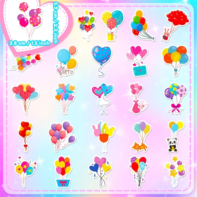 10/30/50PCS Cartoon Balloon PVC Sticker Aesthetic Colorful Decoration Scrapbooking Korean Stationery School Supplies for Kids