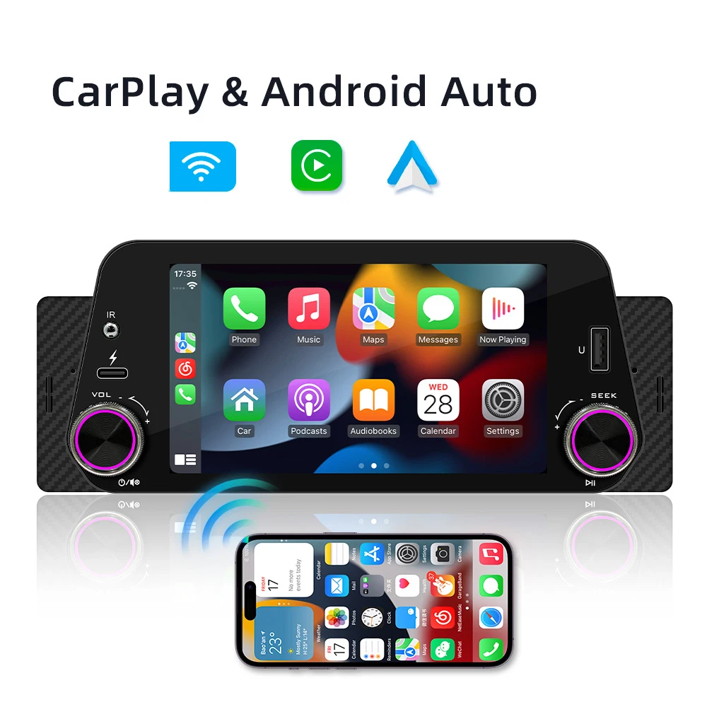 

5" 1din Universal Wireless Carplay Android Auto Car Radio Stereo FM GPS Video Movie Playback Car Multimedia MP5 Player