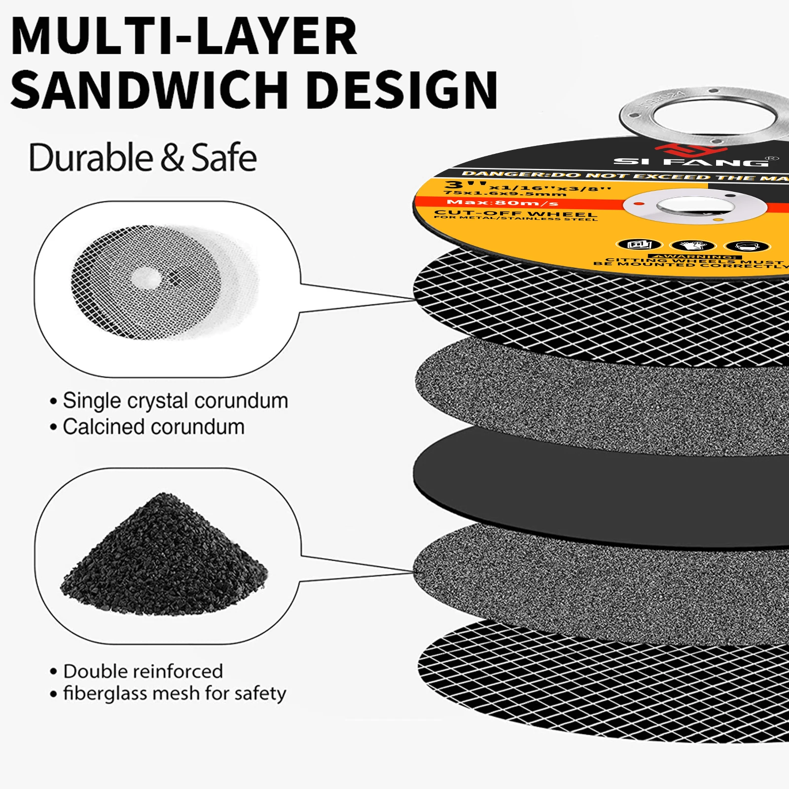 3 Inch 15pcs Metal Cutting Disc Anngle Grinder Grinding Wheels For Stainless Steel Cut Off Wheel Reinforced Resin Cutting Blade