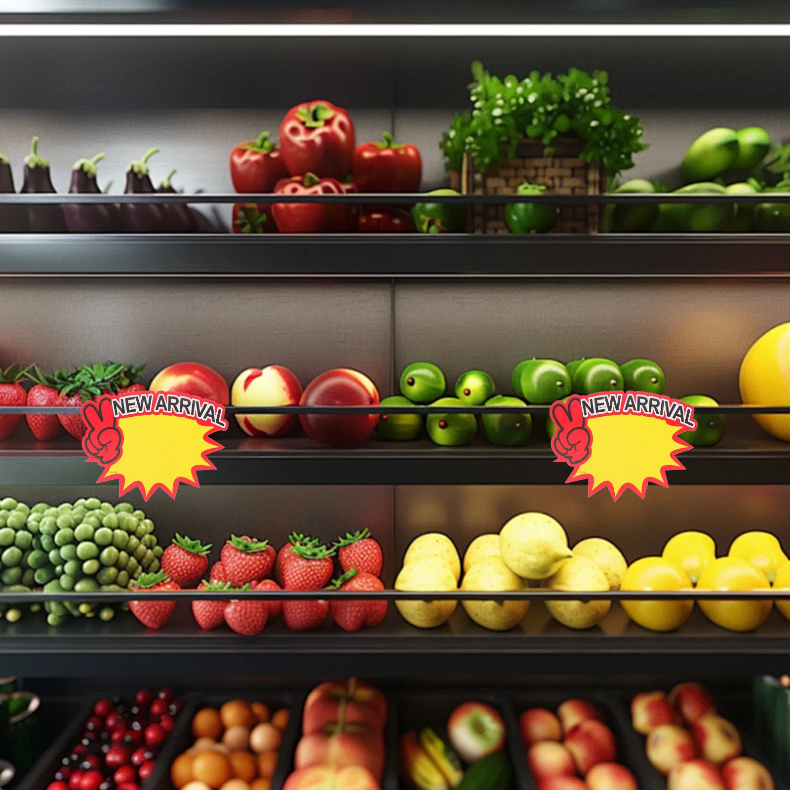 

80Pcs Explosion Style Fruit Price Tags Supermarket Display Cards Write on Paper Sale Signs Retail Store Merchandising Labels