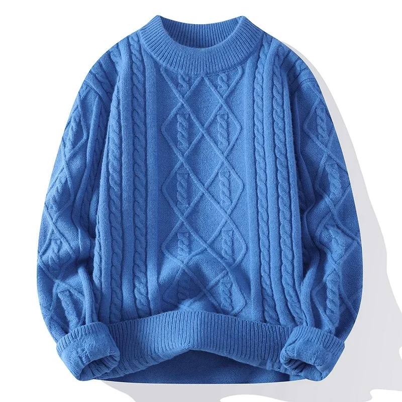 2023 Autumn New Men's Knitted Sweater Base Layer Top Round Neck Home Casual Sweater Coat Line Clothes Sweatshirt