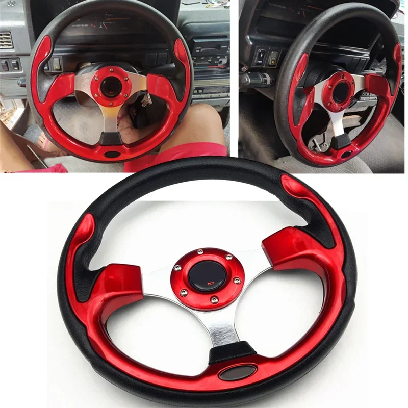 Universal Car Steering wheel Aluminum Leather 320mm/13 inch Racing Sport Steering Wheels With Horn and Logo