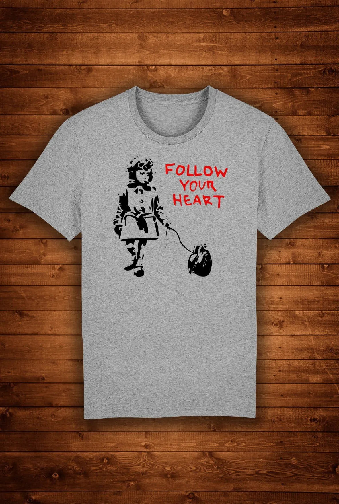 

Banksy Follow Your Heat Girl Street Art T Shirt Unique Design Wear Urban Top