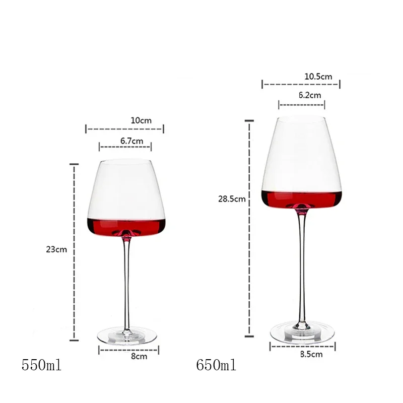 Creative 550-650Ml Convex Bottom Handmade Red Wine Glass Ultra-Thin Crystal Burgundy Bordeaux Goblet Art Big Belly Tasting Cup