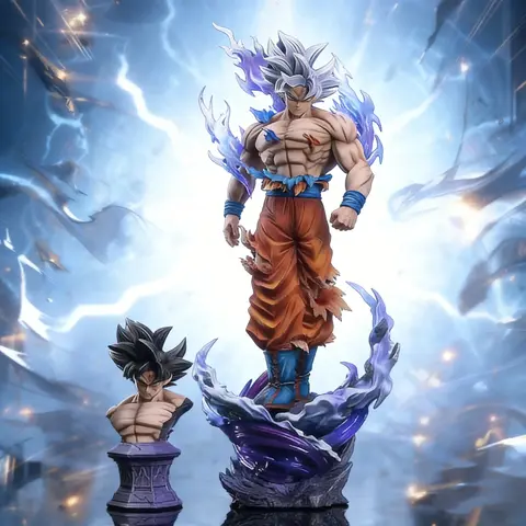 42 cm Dragon Ball Ultra Instinct Goku Figura in PVC di grandi dimensioni Sostituibile Doppia testa Statua da collezione Anime Modello Giocattolo Decor Regalo