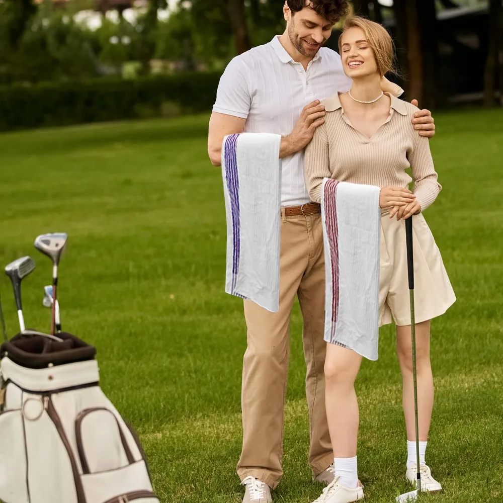 

Outdoor 56 * 112cm Golf Towel Cotton Absorbent Sports Towel Color Stripe Soft Golf Caddy Towel Wiping Golf Club