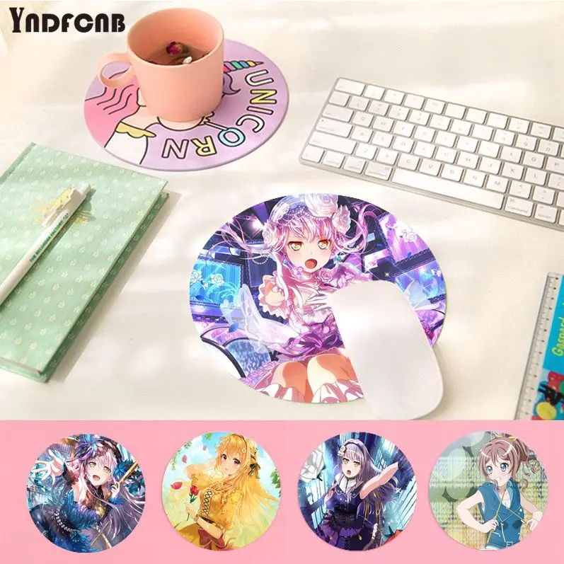 BanG Dream 20x20cm Round Kawaii Cartoon Anime Gaming Mouse Pad Keyboard Mouse Mats Deskpad Girls For Teen Girls Bedroom