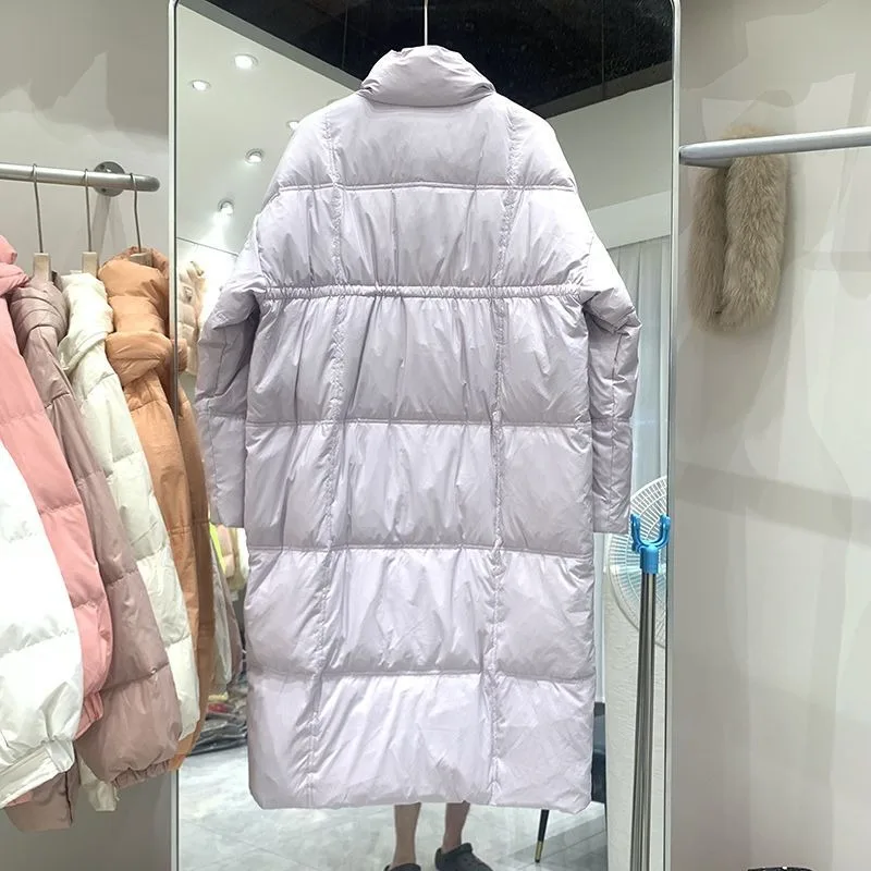 2023 nuove donne piumino cappotto invernale femminile versione di media lunghezza parka piumino d'anatra bianco capispalla allentata colletto alla coreana soprabito