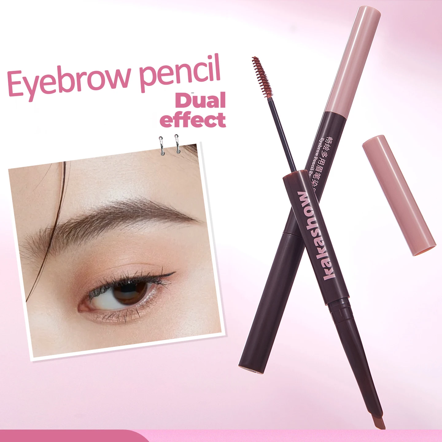 Kakashow Double Headed Eyebrow Pen, Eyebrow Dyeing Cream, Long lasting Color Rendering, Eyebrow Pen, Eyebrow Dyeing Cream