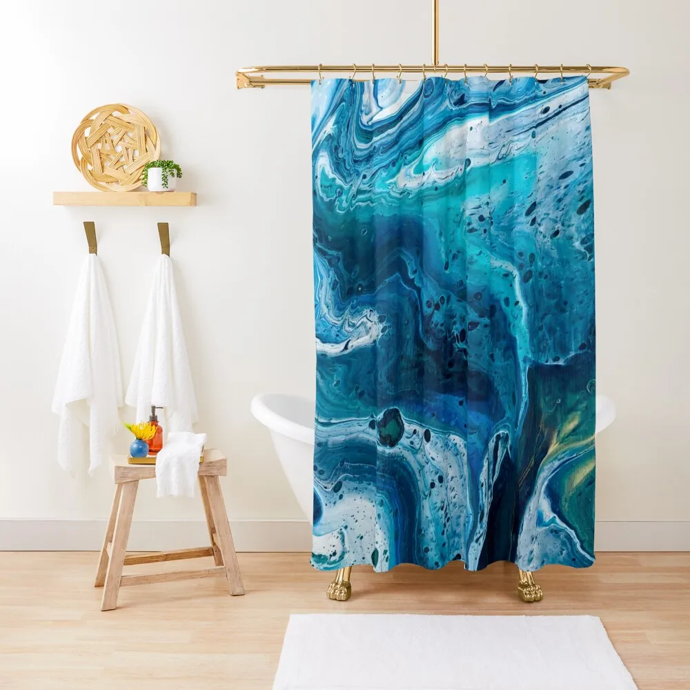 

Hurricane Hallie (Marbled Acrylic Pour) Shower Curtain Cover Bathroom Accessorys Shower Bath Curtain