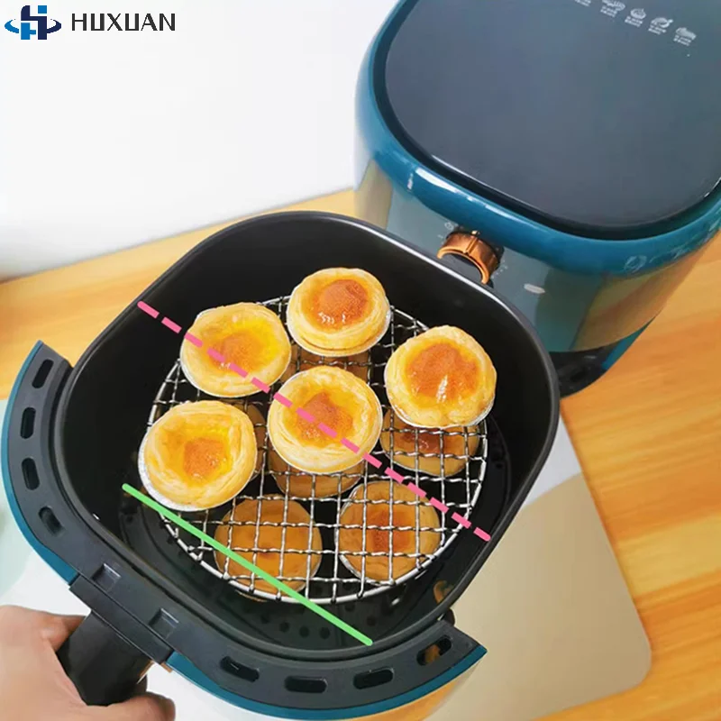1Pcs Stainless Steel Round Air Fryer Rack With Legs Stackable Grid Grilling Rack For Home Kitchen Oven Steamer Cooker