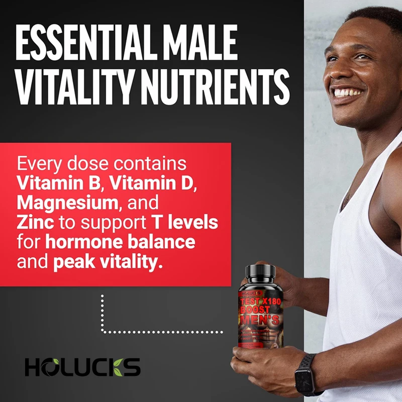 HOLUCKS Natural Male Test Booster Supplement, with Boron & Vitamin Blend, Support Vitality, Stamina, Endurance & Physical Vigor