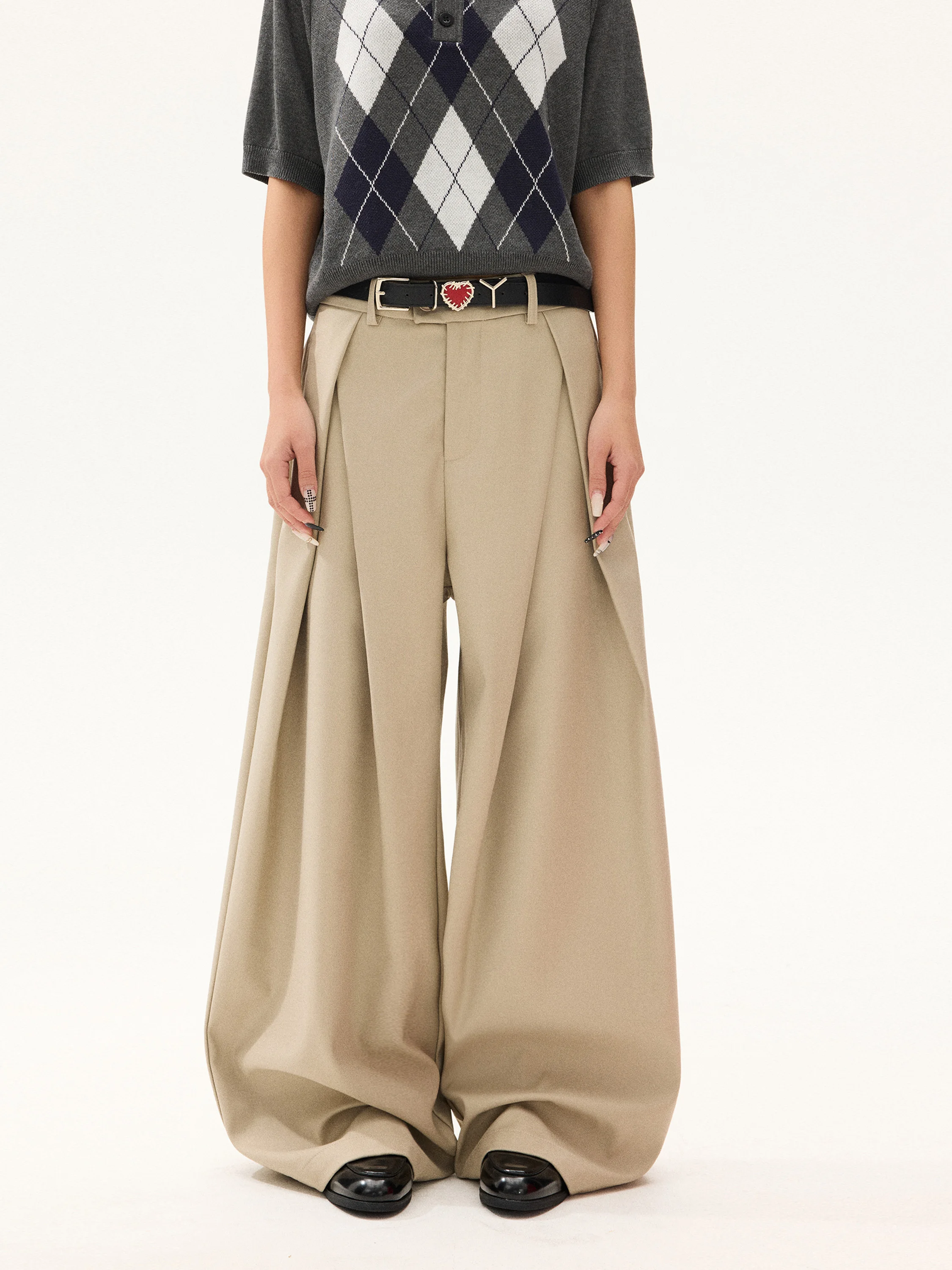 

Брюки-палаццо унисекс Free Sonata Vintage с плиссировкой, повседневные, стильные, для города, с молнией на талии, из полиэстера