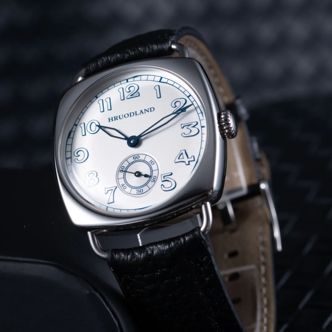 Hruodland 2025 New Men Mechanical Watch Seagull St1701 36mm Stainless Steel Waterproof 100m Square Leather Reloj Hombre