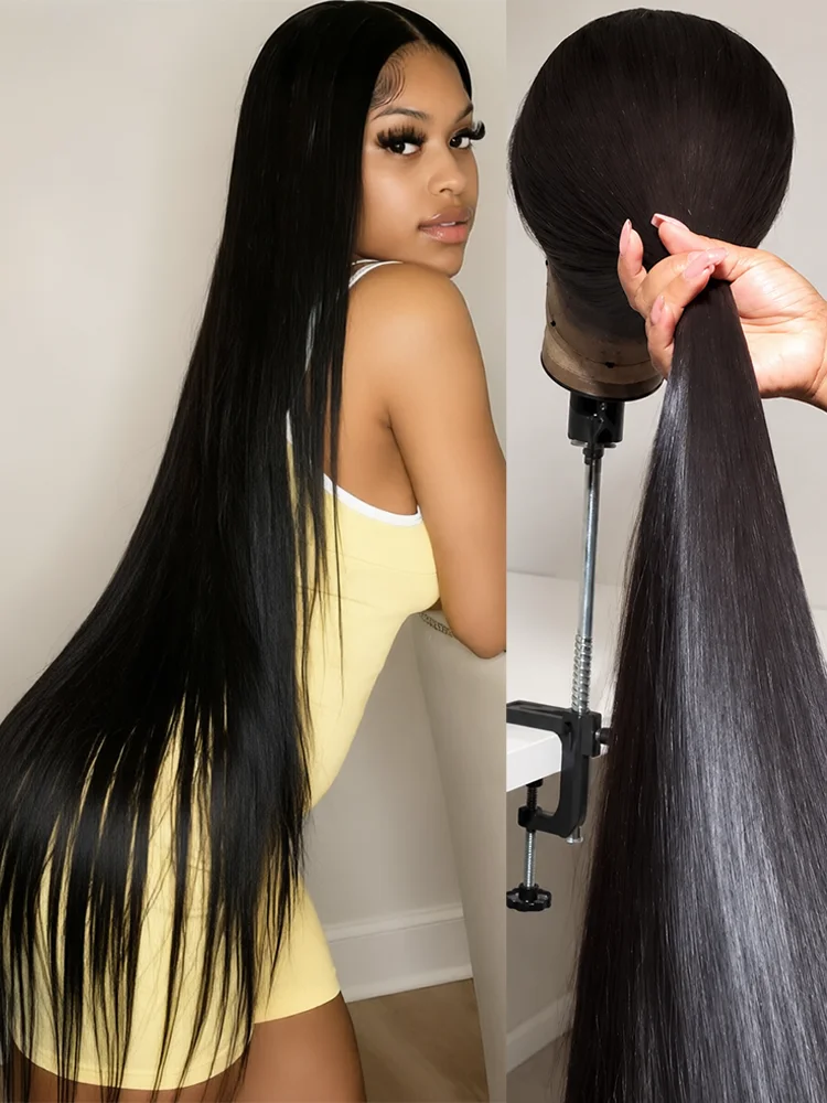 

42 46 Inch Straight Remy Brazilian Human Hair Wigs 250 Density 360 Full Lace Wig Frontal 13x6 Transparent Lace Wigs Pre Plucked Baby Hair 13x4 Lace Front Wig for Women