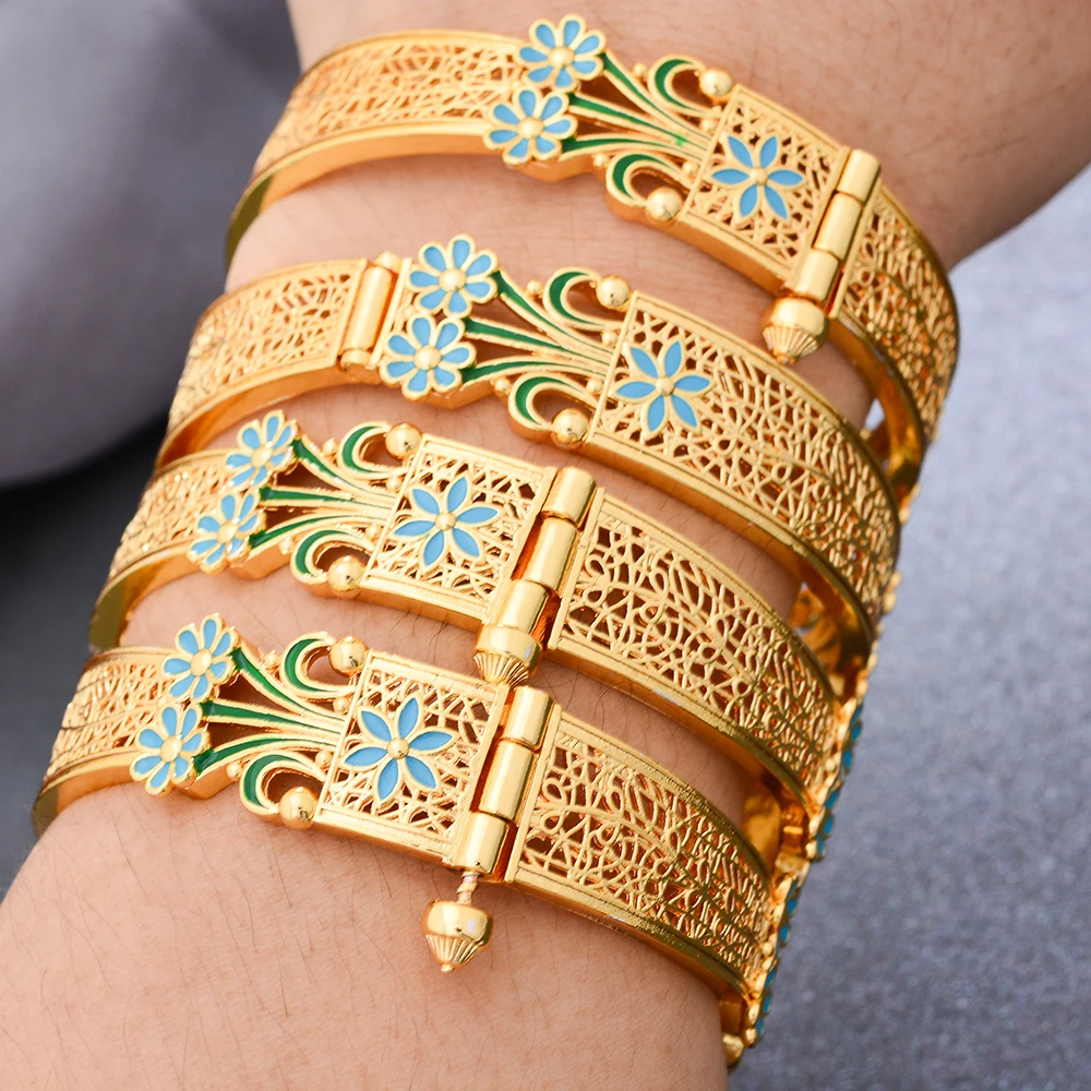 Luxury Indian Dubai Gold Color Bangles For Women Girls Dubai Wedding Bridal Bangles&Bracelet Bijoux français Jewellry For Women