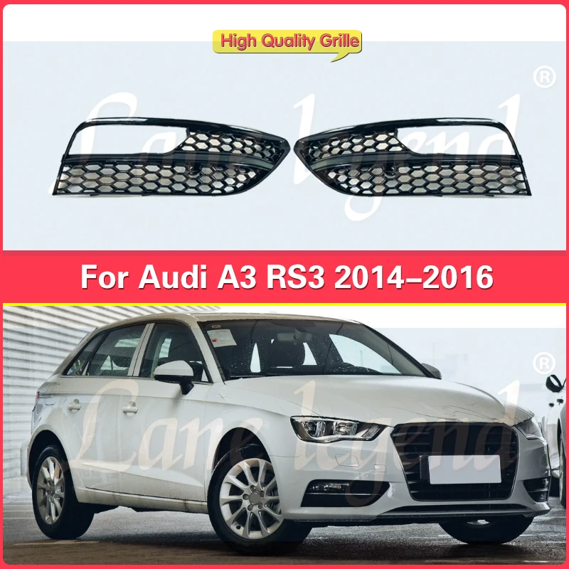 For Audi A3L A3 RS3 Hatchback 2014-2016 Front Bumper Fog Light Lamp Grille Cover Mesh Honeycomb Hex Modification Accessories