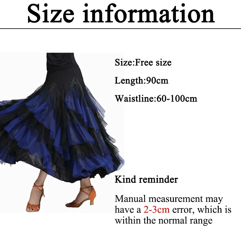 New National Standard Dance Skirt Modern Social Belly Dance Skirt Large Swing Half Length Skirt Stage Competition Dress Waltz