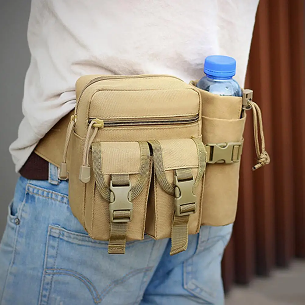 Sac banane tactique d'extérieur, sac de taille tactique, sac banane de pêche en plein air avec porte-bouteille d'eau, pour Camping et randonnée