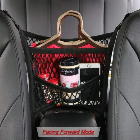 Car Storage Net Bag Between Seats Car Divider Pet afety Rail Barrier Stretchable Elastic Mesh Bag Organizer Auto Accessories
