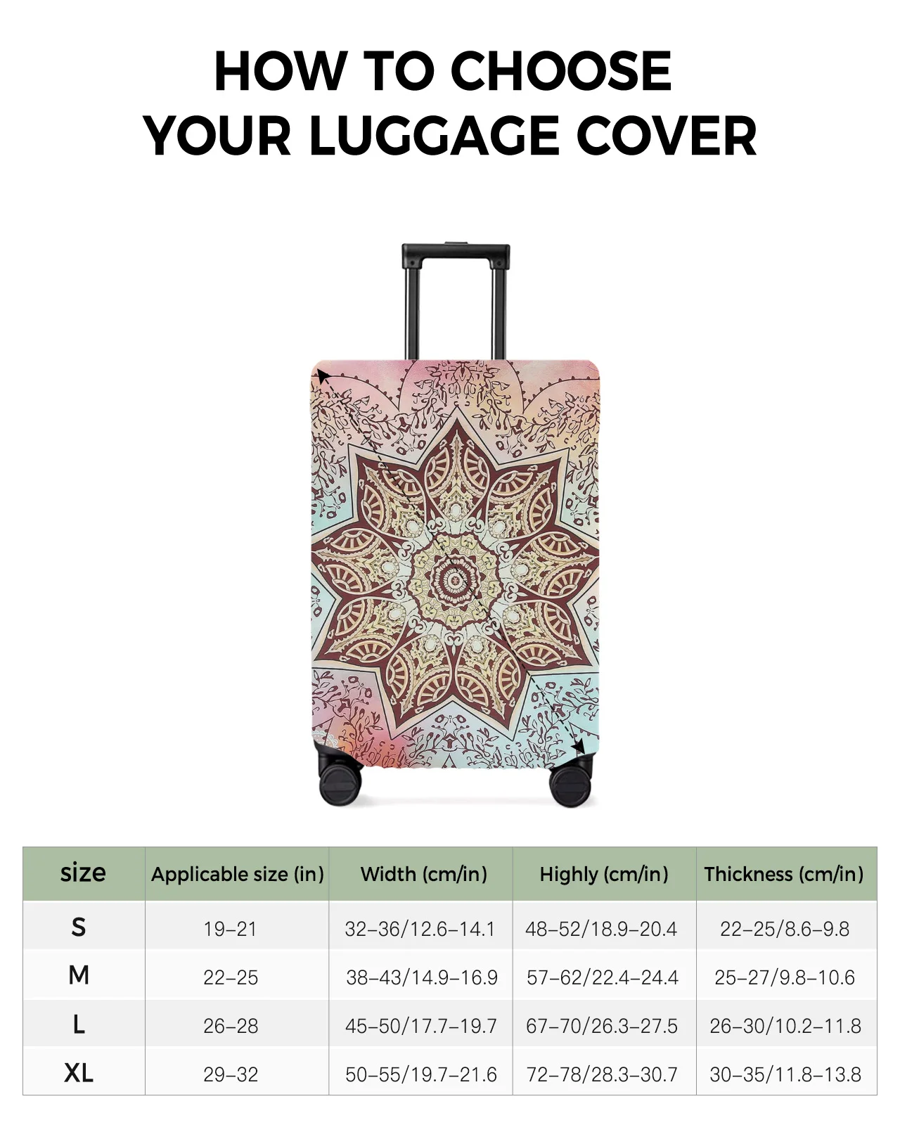 Mandala Gradient Flower Travel Luggage Cover Elastic Baggage Cover For 18-32 Inch Suitcase Case Dust Cover Travel Accessories