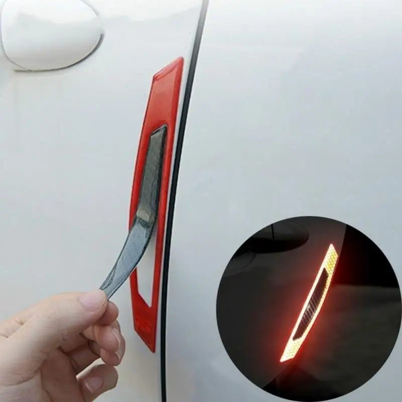 4pcs Set 5D Carbon Fiber Stickers Reflective Car Decals for Auto Styling Warning Strip
