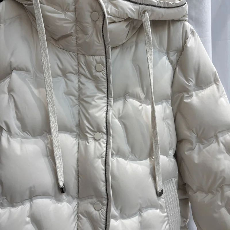 Schinteon Women's 90% White down Jacket with Hood Solid Color Autumn Winter Warm Fashion Parka Outerwear 2026 New