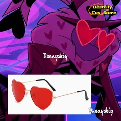 Anime Valentino Cosplay heart-Shaped Red Sunglasses 14*4.7cm Golden Frame Sunglasses Hazbin COS Hotel Prop