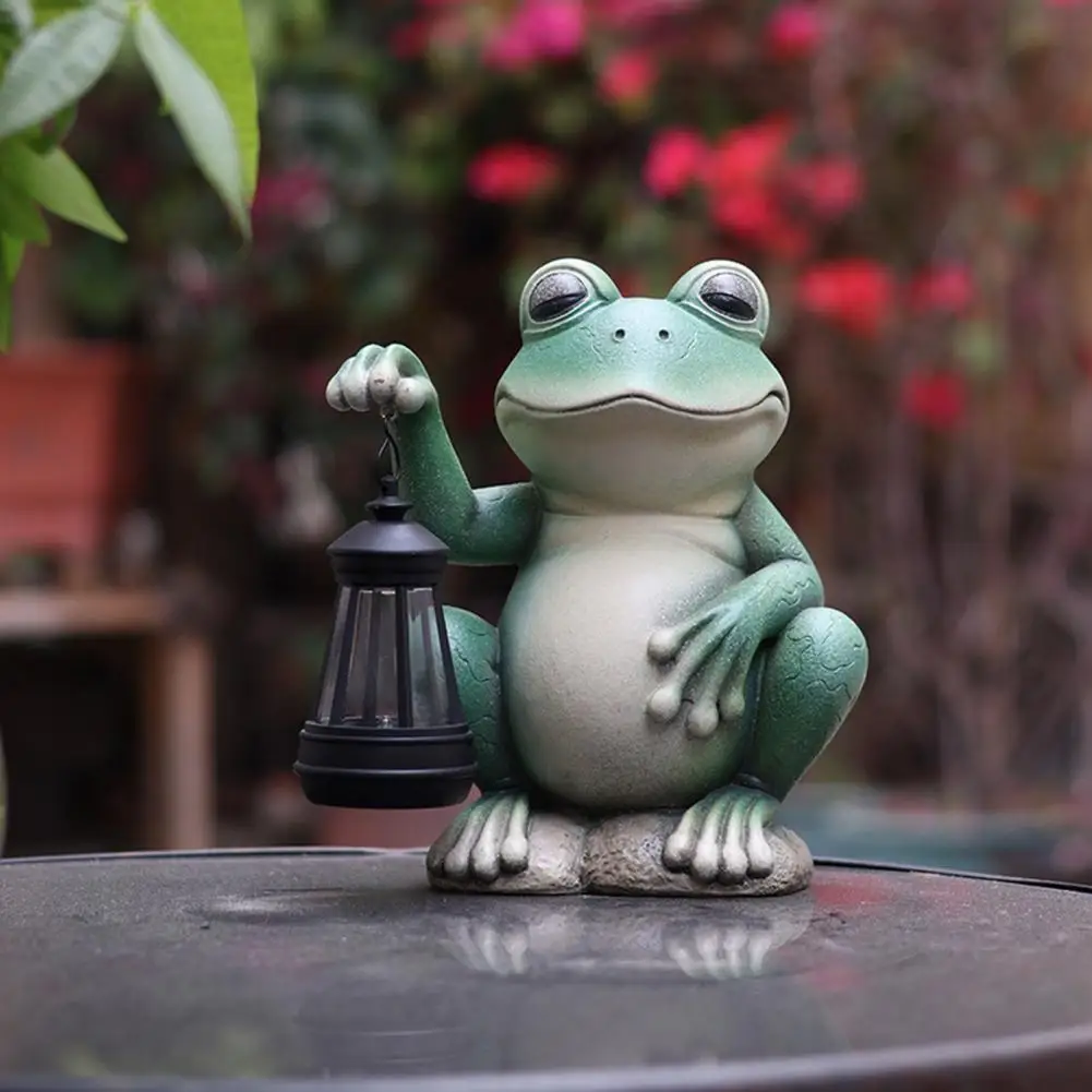 

Solar Powered Frog Light Green Frog Solar Lantern Statue for Garden Decoration Resin Sculpture Ornament for Outdoor Yard Cute