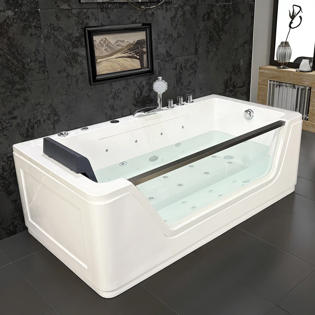 

STLFSingle Person Portable Corner Whirlpool Acrylic Soaking Tub Modern Luxury Freestanding Spa Bathtub with Eco-Friendly Design