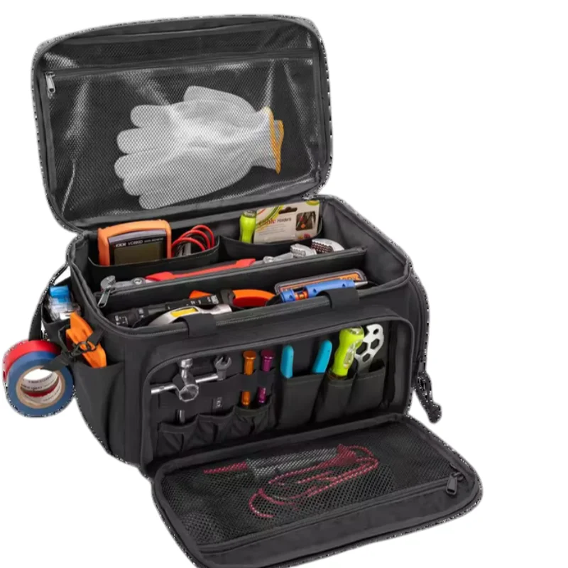 14 Inch Heavy-Duty Tool Kit, Multi-Purpose, Portable Carpenter Kit, with Multiple Zippered Pockets and Handle Design