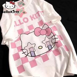 Sanrio Hello Kitty Kawaii estetica t-shirt oversize donna Y2k grafica manica corta Top Harajuku moda coreana Tees vestiti