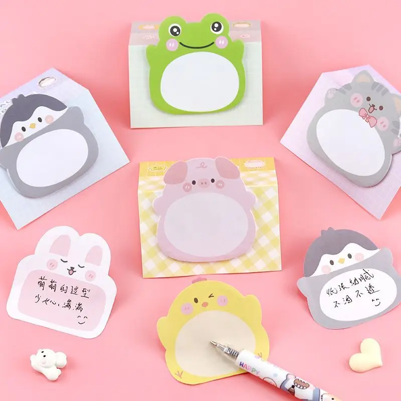 8 Piece Adhesive Kawaii Cartoon Animals Sticky Notes Notepad Memo Pad Stationery Sticker