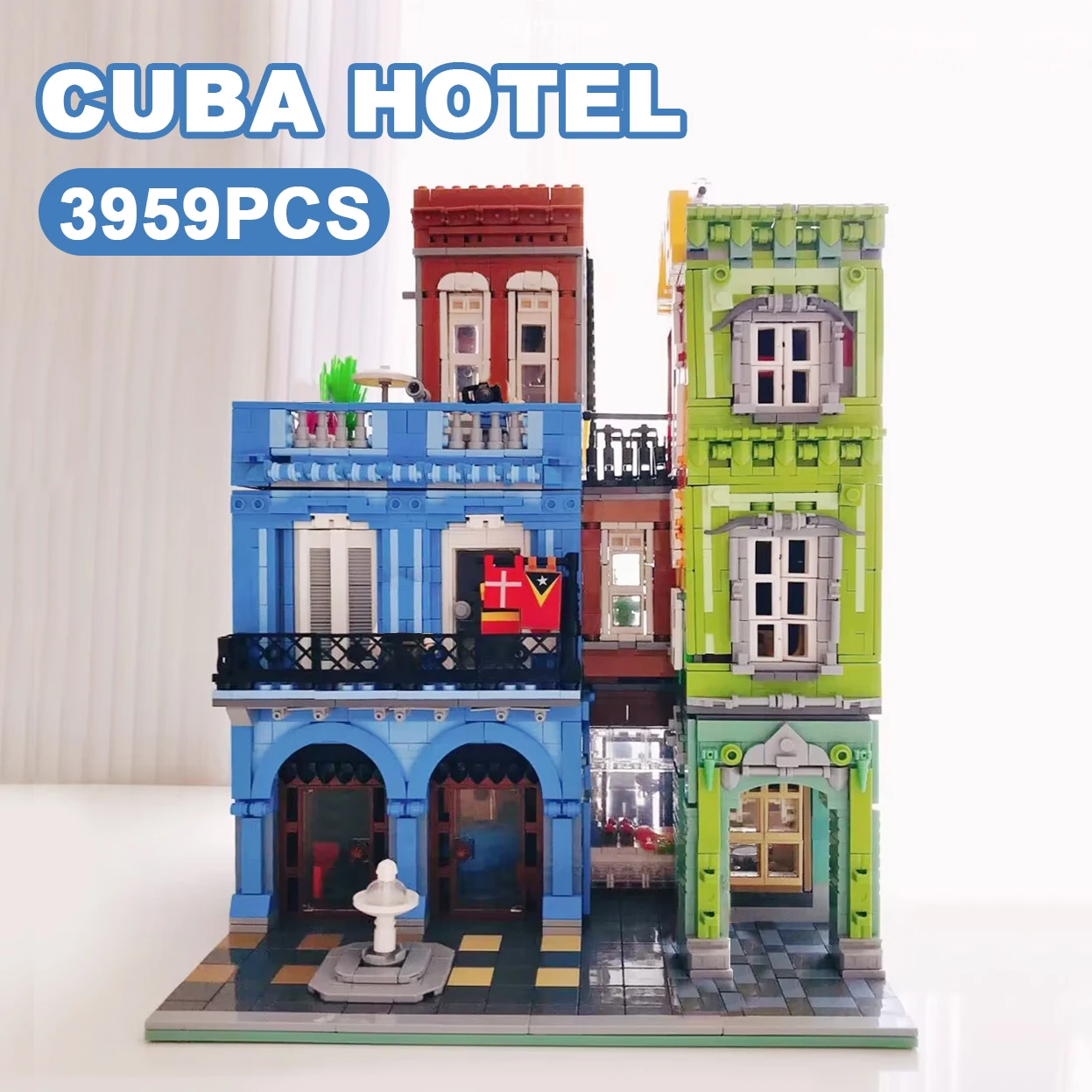 Estación de mantenimiento de Hotel, bloques de construcción, cafetería de calle comercial de ciudad, librería, arquitectura, Mini juguete de ladrillo, regalo para niños y adultos