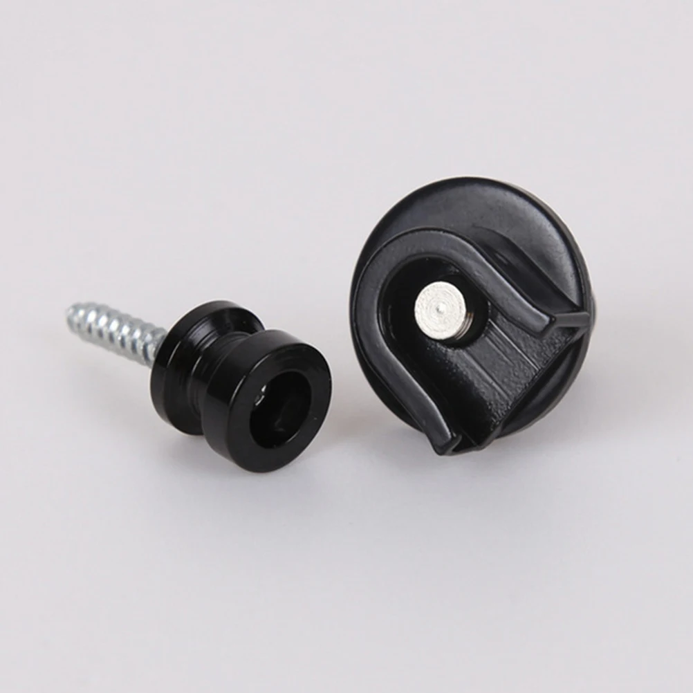 

2 Pcs Guitar Straps Buckle Tail Nail Buttons Bass Belt Nails Non-slip Locking Locks Black