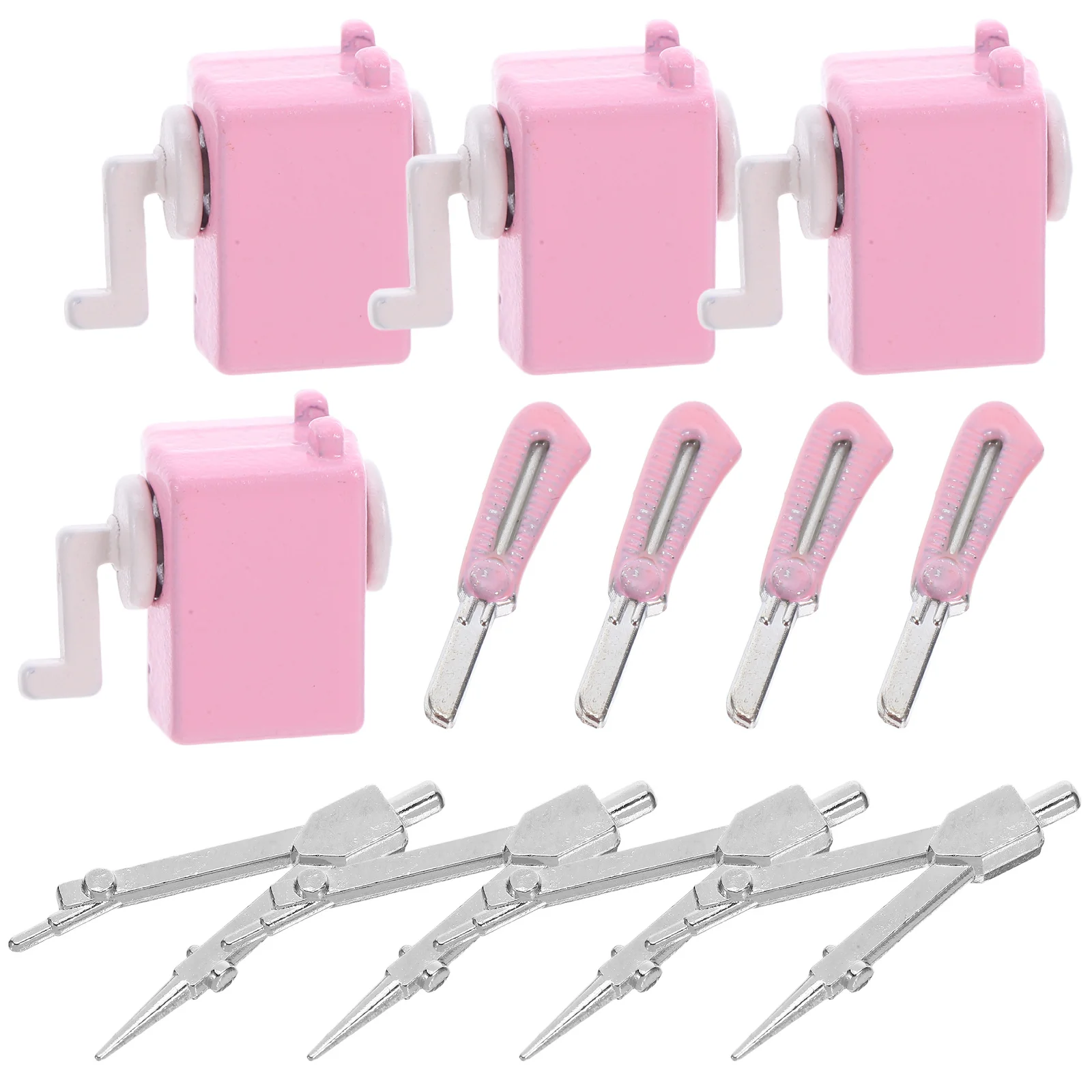 

1 комплект, миниатюрные школьные принадлежности, подробный крошечный компас, мини-точилка для карандашей, резак для рукоделия, ретро мини-украшение дома