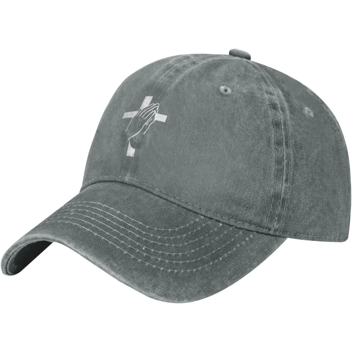 Praying Hands Cross Baseball Cap Washed Cotton Adjustable Sun Protection Casual Outdoor Golf Hat