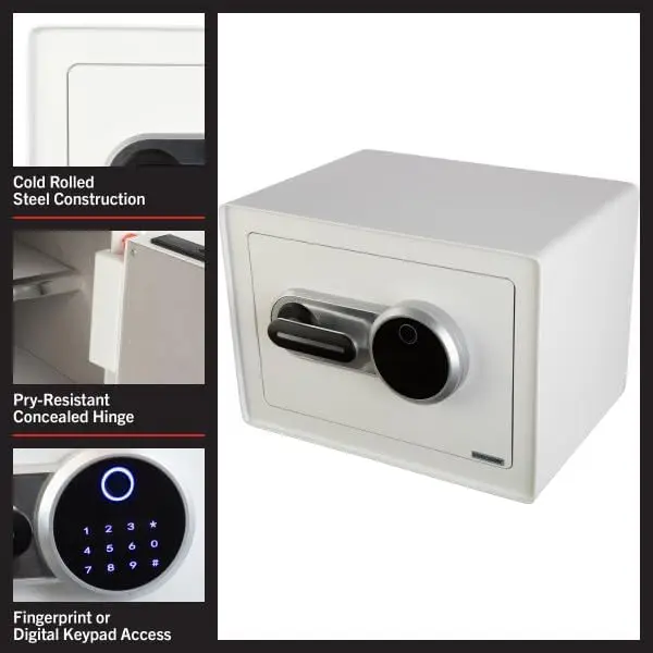 Biometric Safe - Lock Box with Fingerprint Scanner and Digital Key for Quick Access - Money Safe for Cash and Jewelry - Home Saf