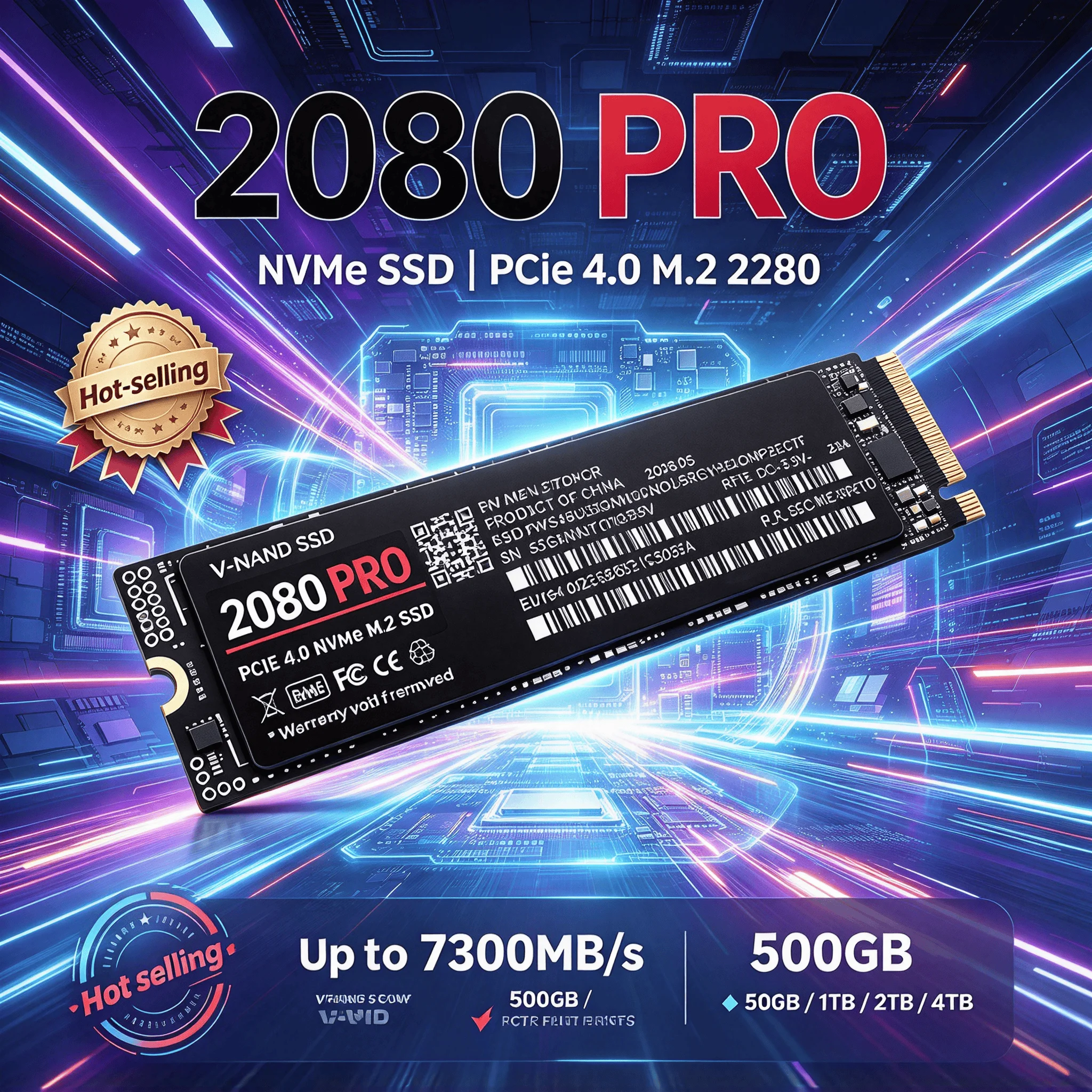 500GB 1TB 2TB 4TB 2080 PRO M2 NVMe PCIe4 High Speed SSD Internal Solid State Drive for Gaming Office PC Laptop Max