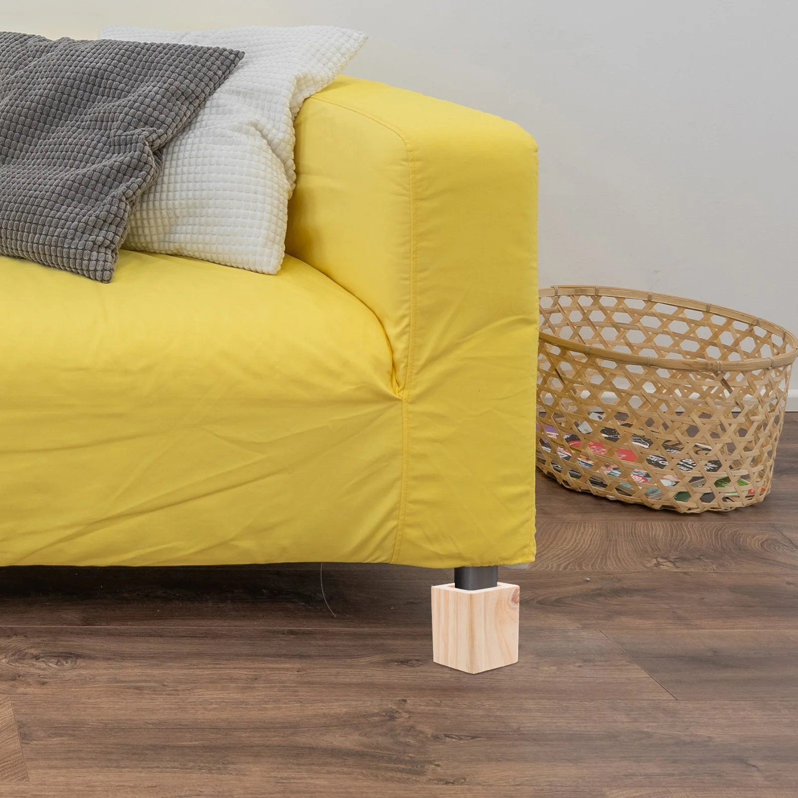 

4Pcs Natural Wood Furniture Risers Bed Frame Sofa Lifters Elevated Pads for Height Increase and Floor Protection