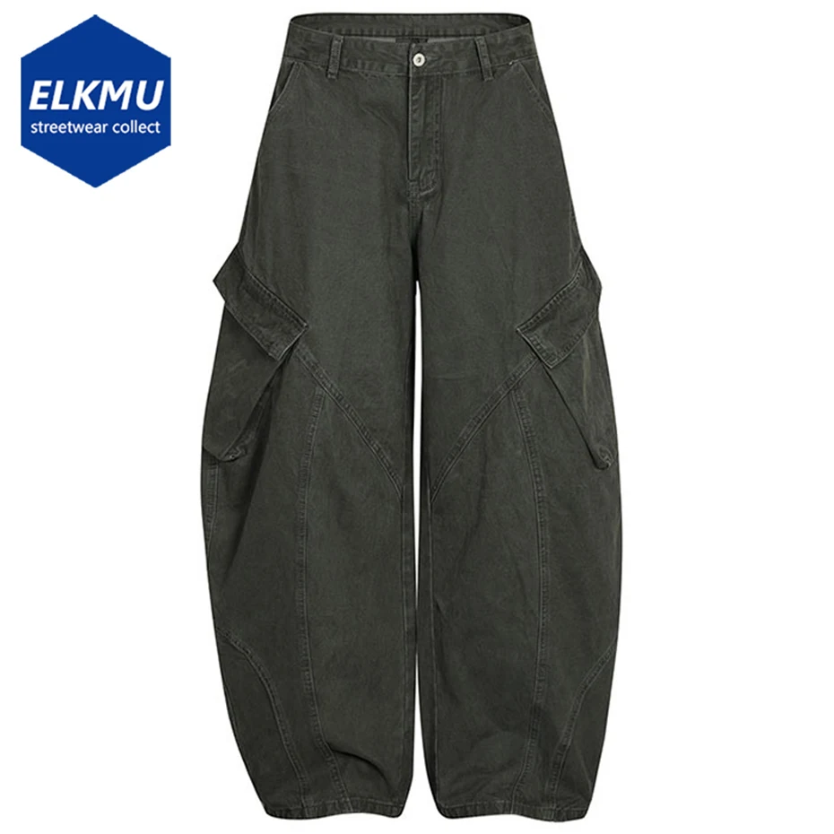 

Vintage Wide Leg Baggy Jeans Men Hi Street Loose Denim Pants Side Pocket Patchwork Jeans Trousers