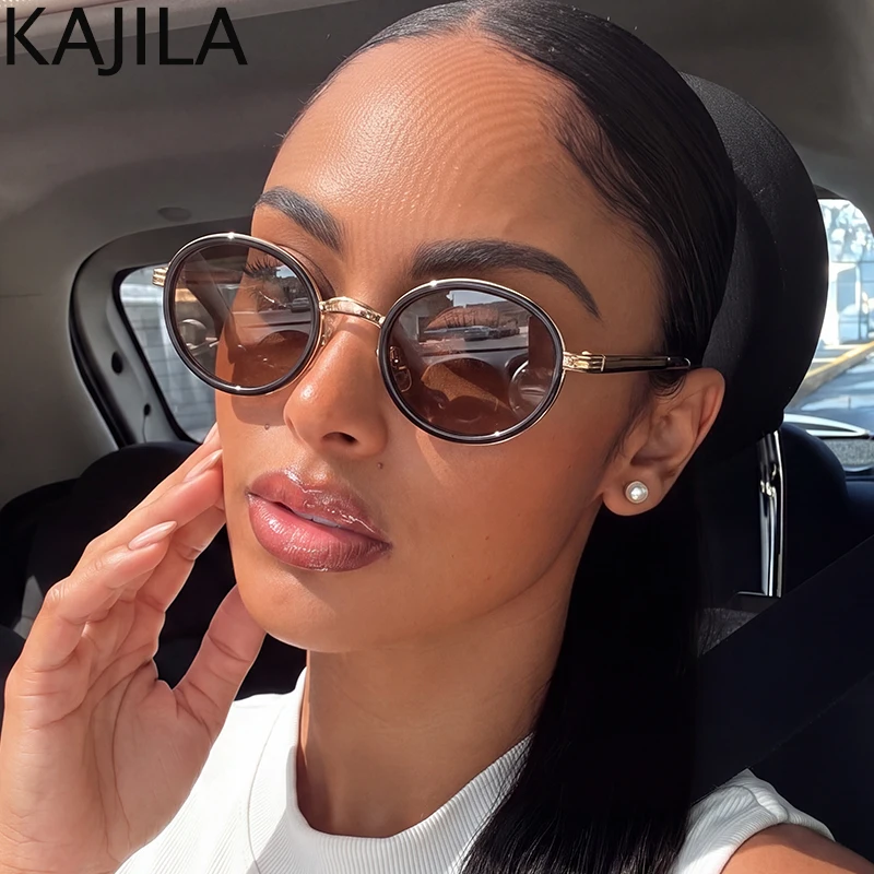Steampunk Retro Oval Sunglasses Women 2026 Luxury Designer Vintage Round Punk Sun Glasses Ladies Trendy Travelling Shades UV400