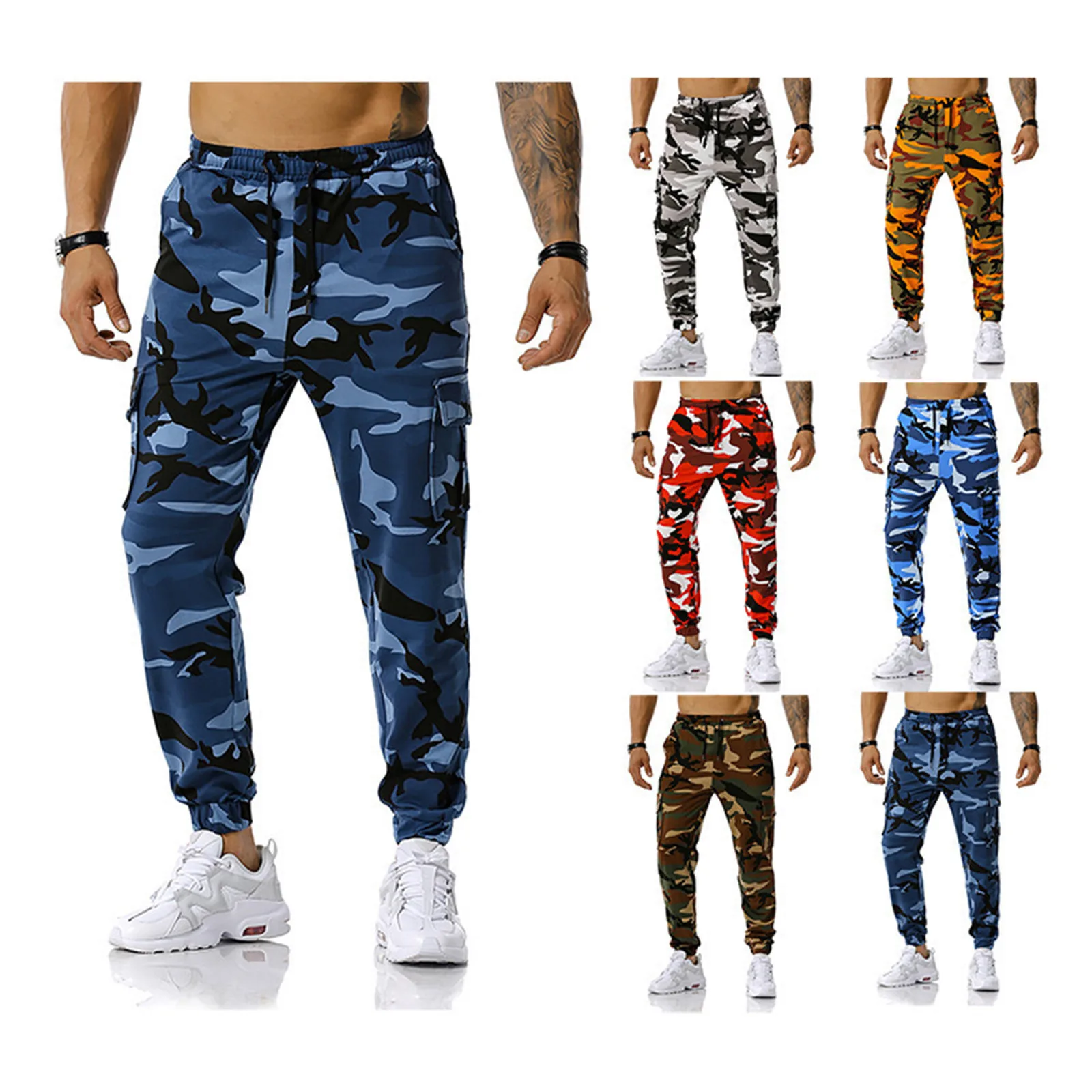 

New Mens Patchwork Sportswear Camouflage Jogger Baggy Harem Sweatpants Fitness Sports Pants Slacks Trousers Legging Outdoor