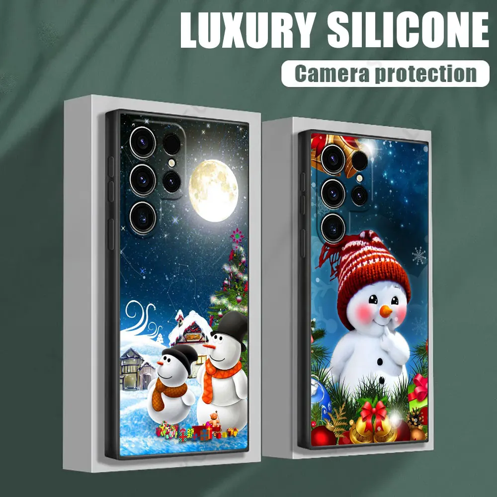 

Santa Claus Snowman Christmas Phone Case For Samsung Galaxy S24FE Cases S25 Ultra S23 S21 S20 FE S22 S24 Plus Note20 Ultra Cover