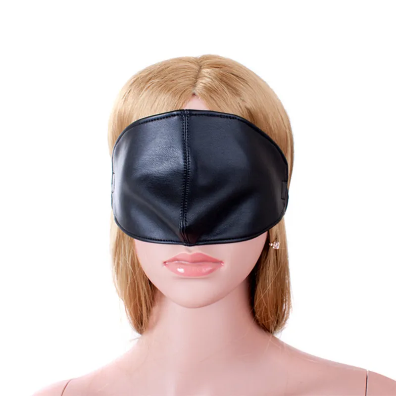 BDSM Bondage Leather Harness Eye Mask with Mystery Cover Nose Blindfold Goggles for Fetish Restrain Senses Adult Game Sex Toys