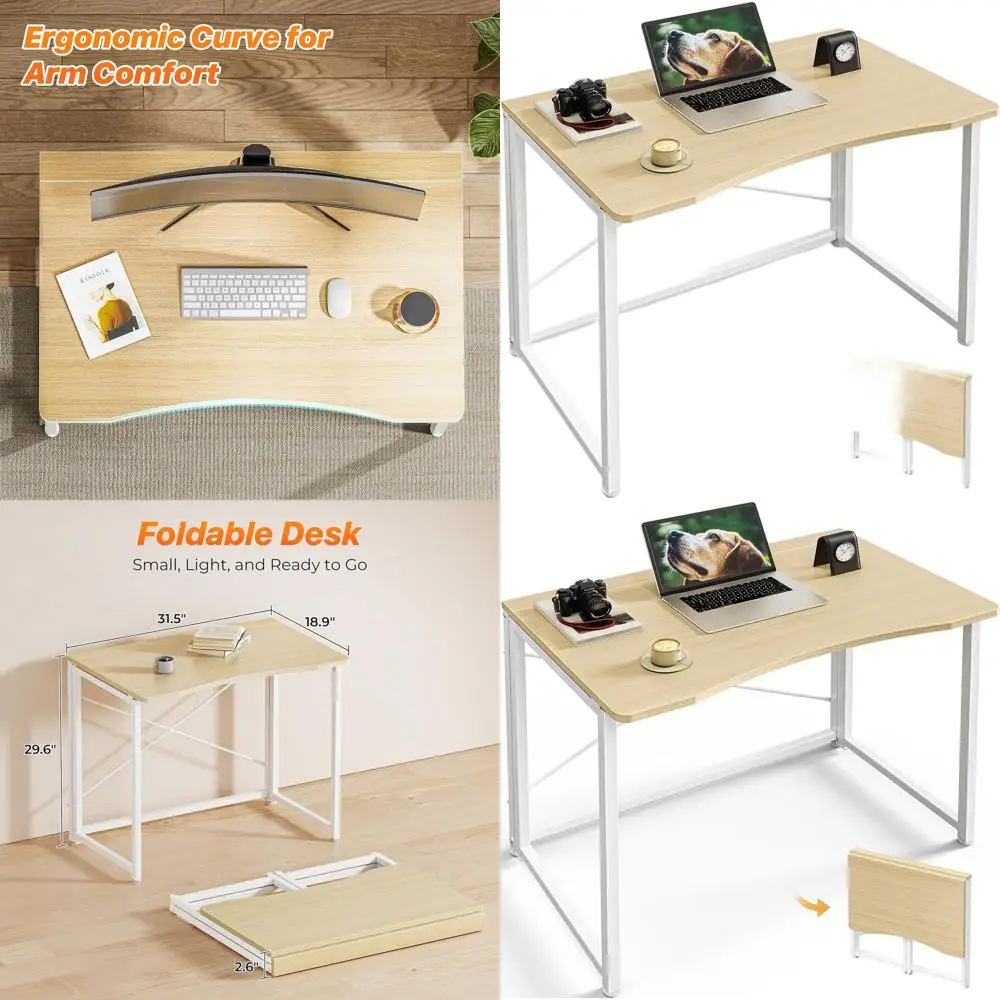 مكتب مدمج قابل للطي: طاولة كمبيوتر محمولة 31.5 للمنزل والمكتب وغرف النوم وغرف النوم - لمسة نهائية من خشب البلوط موفرة للمساحة